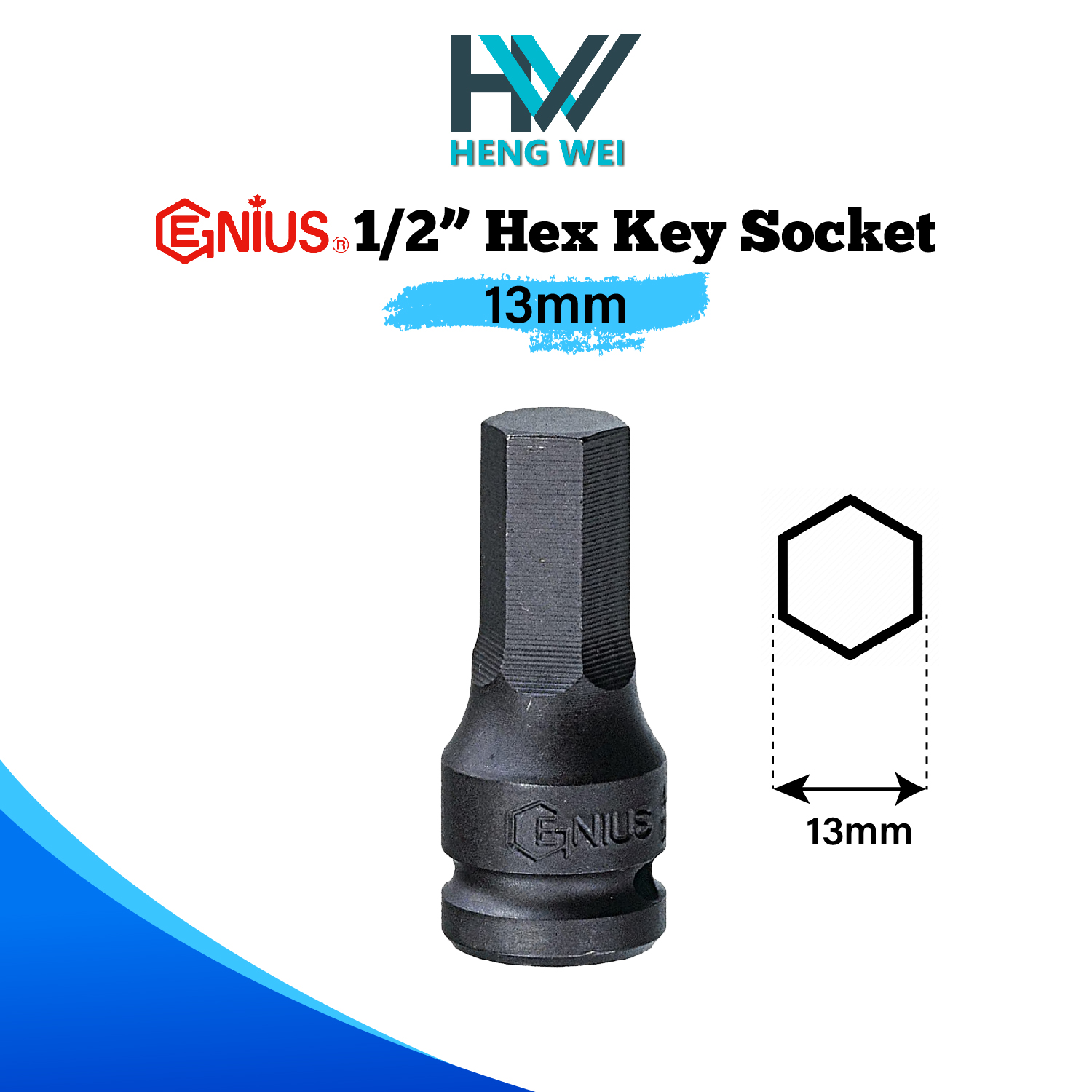 13mm x 1/2" Hex Bit Socket/ Hex Key Socket/ Allen Key Bit Socket/ Hex